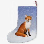 雪のクリスマスのストッキングのアカギツネ スモールクリスマスストッキング (裏面)