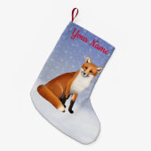 雪のクリスマスのストッキングのアカギツネ スモールクリスマスストッキング (正面 (吊り時))