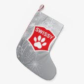 雪のクリスマスのストッキングのSwissy スモールクリスマスストッキング (正面 (吊り時))