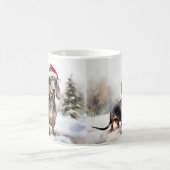 雪のクリスマスのダックスフント コーヒーマグカップ (中央)