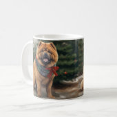 雪のクリスマスのチャウチャウ犬 コーヒーマグカップ (正面左)