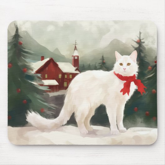 雪のクリスマスのトルコアンゴラ マウスパッド (正面)