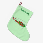 雪のクリスマスのヘリコプター ラージクリスマスストッキング (正面 (吊り時))