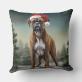 雪のクリスマスのボクサー犬 クッション (裏面)