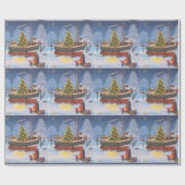 雪のクリスマスのボート ラッピングペーパー (フラット)