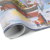 雪のクリスマスのボート ラッピングペーパー (ロールコーナー)