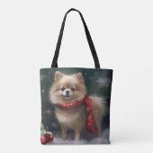 雪のクリスマスのポメラニアン トートバッグ (裏面)