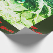 雪のクリスマスのラッピングで陽気なクリスマススパロー ラッピングペーパー (角)