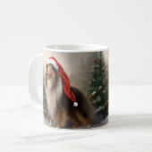 雪のクリスマスのラフコリー コーヒーマグカップ (正面左)
