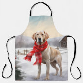 雪のクリスマスのラブラドール犬 エプロン (正面)