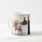 雪のクリスマスのラブラドール犬 コーヒーマグカップ (正面左)