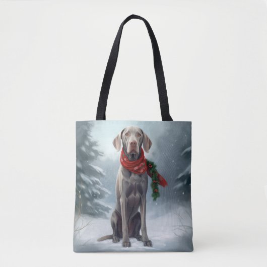 雪のクリスマスのワイマラナー犬 トートバッグ (正面)