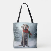 雪のクリスマスのワイマラナー犬 トートバッグ (裏面)