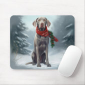 雪のクリスマスのワイマラナー犬 マウスパッド (マウス)