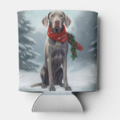 雪のクリスマスのワイマラナー犬 缶クーラー (裏面)