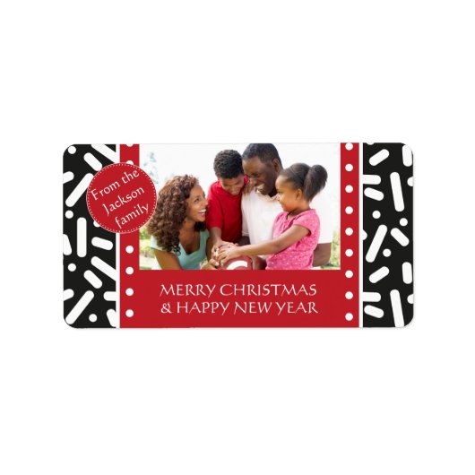 雪のクリスマスの文房具とギフト ラベル (正面)