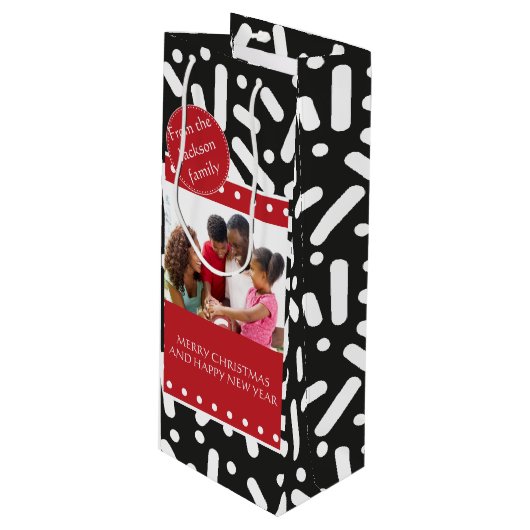 雪のクリスマスの文房具とギフト ワインギフトバッグ (正面アングル)