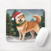 雪のクリスマスの柴犬 マウスパッド (マウス)