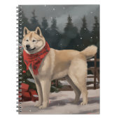 雪のクリスマスの秋田犬 ノートブック (正面)