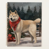 雪のクリスマスの秋田犬 プランナー手帳 (正面)