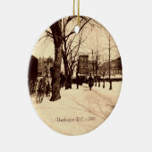 雪のクリスマスの装飾のヴィンテージのWashington D.C. セラミックオーナメント (右)