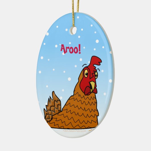 雪のクリスマスの鶏のオーナメントの幸せな休日の雌鶏 セラミックオーナメント (左)