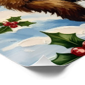 雪のクリスマスを楽しむビンテージのクマの子たち ポスター (コーナー)