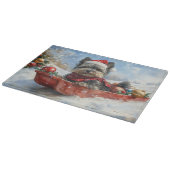 雪のクリスマスを許すそりにアフェンピンシャー犬 カッティングボード (角)