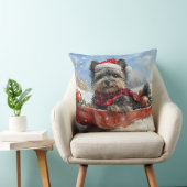 雪のクリスマスを許すそりにアフェンピンシャー犬 クッション (椅子)