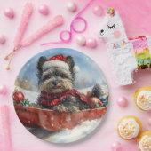 雪のクリスマスを許すそりにアフェンピンシャー犬 ペーパープレート (パーティー)