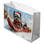 雪のクリスマスを許すそりにアフェンピンシャー犬 ラージペーパーバッグ (裏面アングル)