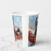 雪のクリスマスを許すそりにアフェンピンシャー犬 紙コップ (左)