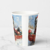 雪のクリスマスを許すそりにアフェンピンシャー犬 紙コップ (右)