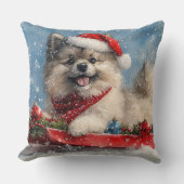雪のクリスマスを許すそりにケシャンドッグ クッション (正面)