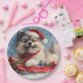 雪のクリスマスを許すそりにケシャンドッグ ペーパープレート (パーティー)