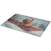 雪のクリスマスを許すそりにダックスシュント犬 カッティングボード (角)