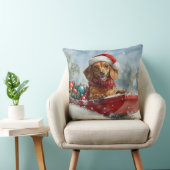 雪のクリスマスを許すそりにダックスシュント犬 クッション (椅子)