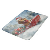 雪のクリスマスを許すそりにダックスシュント犬 バスマット (アングル)