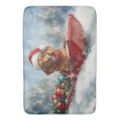 雪のクリスマスを許すそりにダックスシュント犬 バスマット (正面縦)