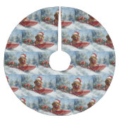 雪のクリスマスを許すそりにダックスシュント犬 ブラッシュドポリエステルツリースカート (正面)