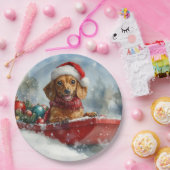 雪のクリスマスを許すそりにダックスシュント犬 ペーパープレート (パーティー)