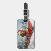 雪のクリスマスを許すそりにダックスシュント犬 ラゲッジタグ (正面縦)