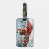 雪のクリスマスを許すそりにダックスシュント犬 ラゲッジタグ (裏面縦)