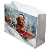 雪のクリスマスを許すそりにダックスシュント犬 ラージペーパーバッグ (裏面アングル)