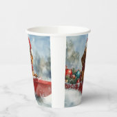 雪のクリスマスを許すそりにダックスシュント犬 紙コップ (左)