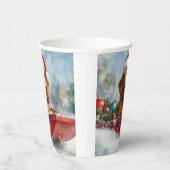 雪のクリスマスを許すそりにダックスシュント犬 紙コップ (右)