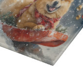 雪のクリスマスを許すそりにチョウの犬 カッティングボード (角)