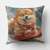 雪のクリスマスを許すそりにチョウの犬 クッション (裏面)