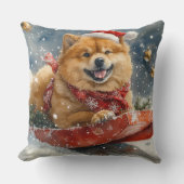 雪のクリスマスを許すそりにチョウの犬 クッション (正面)