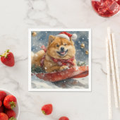 雪のクリスマスを許すそりにチョウの犬 スタンダードカクテルナプキン (インサイチュ)